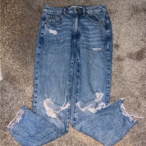 Garage Light Blue Distressed Straight Leg Jeans